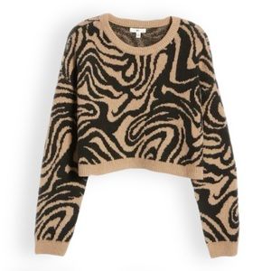 BP Crop Sweater In Tan and Black | Large